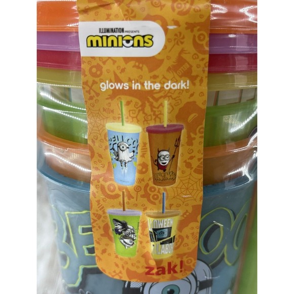 NEW Zak Glow In The Dark Halloween Minion Set Of 4 Tumblers Despicable Me - Picture 6 of 7
